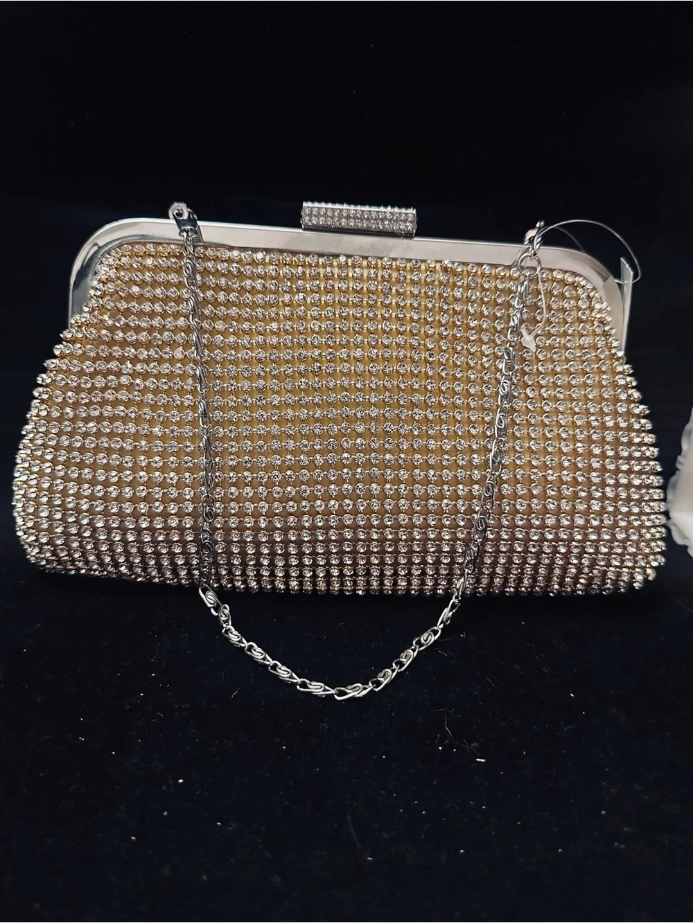 Mid Century/Hollywood Regency Gold Mesh Rhinstone 1960s Inspired Clutch/Purse